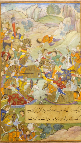 Babur's cavalry fighting Tanbal's troops