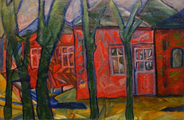 Landscape with red houses
