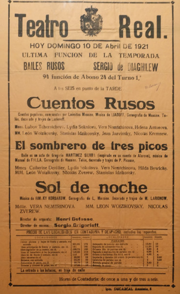 Poster for performances of the 'Russian Ballet of Sergei Dyagelev'