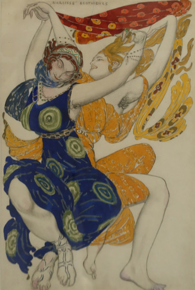 Costume design for two Boeotians for N