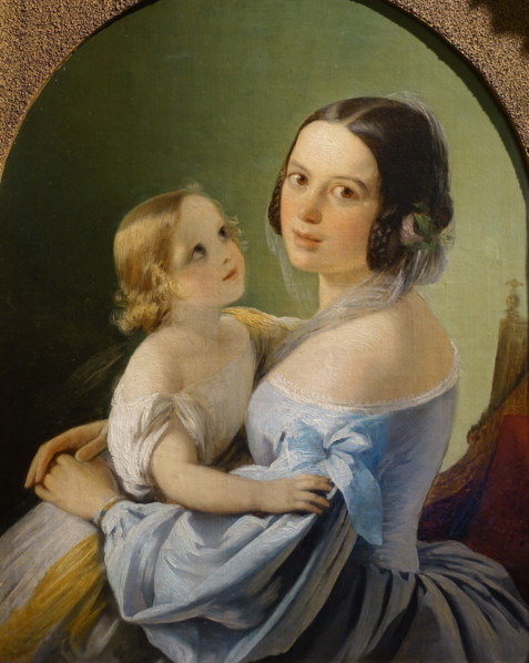 Portrait of an unknown woman with a child
