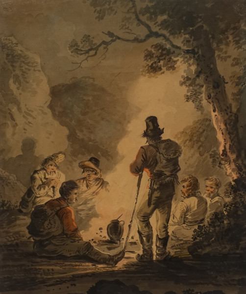 Polish rebels in the forest at night