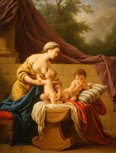 Mother with children  (Allegory of charity) by Lagrenee Louis Jean Francois  (1725-1805)