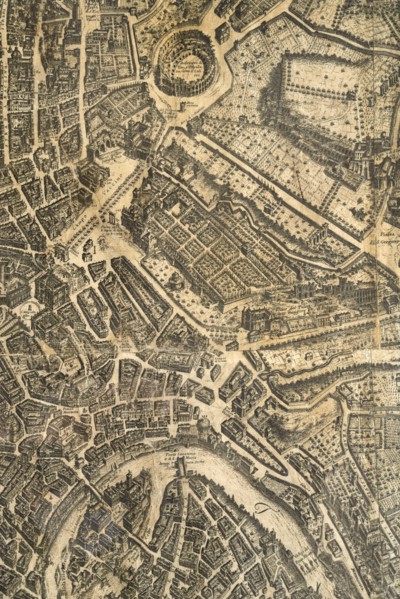 Map of the city of Rome, year 1756, Giovan Battista la Falda engraver, Giacomo de Rossi printer