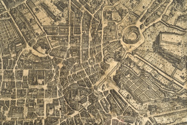 Map of the city of Rome, year 1756, Giovan Battista la Falda engraver, Giacomo de Rossi printer