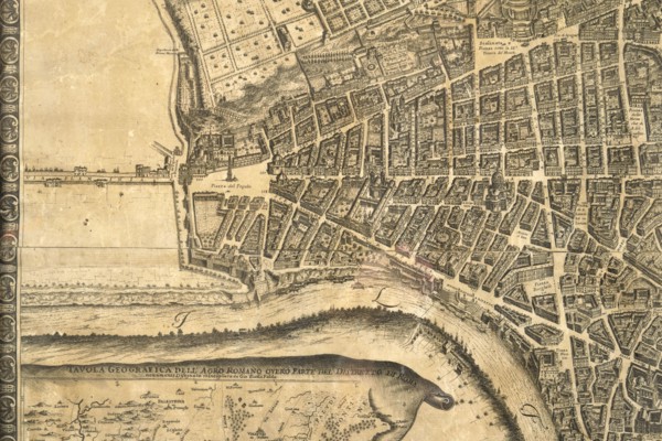 Map of the city of Rome, year 1756, Giovan Battista la Falda engraver, Giacomo de Rossi printer