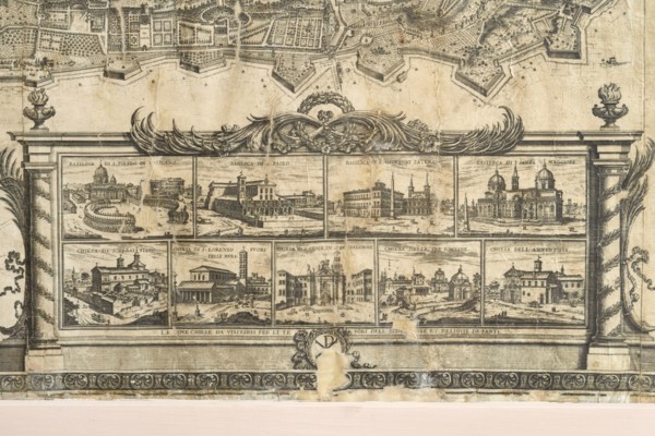 Map of the city of Rome, year 1756, Giovan Battista la Falda engraver, Giacomo de Rossi printer