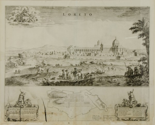 Pierre Mortier, veduta di Loreto, incisione, XVII secolo