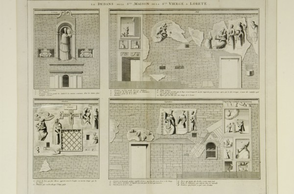Pierre Mortier, Sanctuary of Loreto, engraving, 17th century. The interior of the Holy House of the Virgin of Loreto.