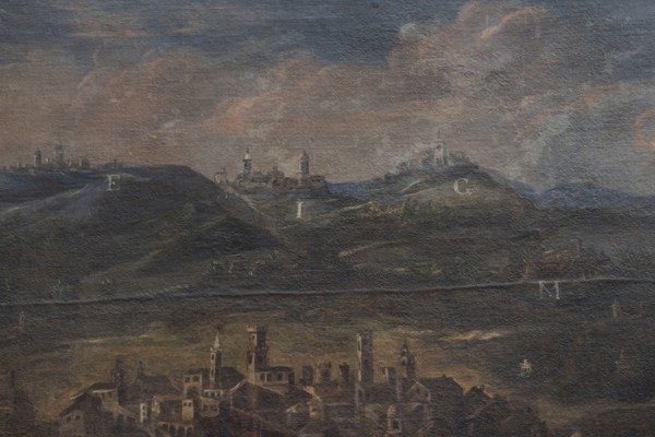 Jesi, Italy, Marche, Province of Ancona, Planettiana Library, Director's Room. Attribution: Antonino Sarti, The City of Jesi and Its Territory, oil on canvas, 17th century