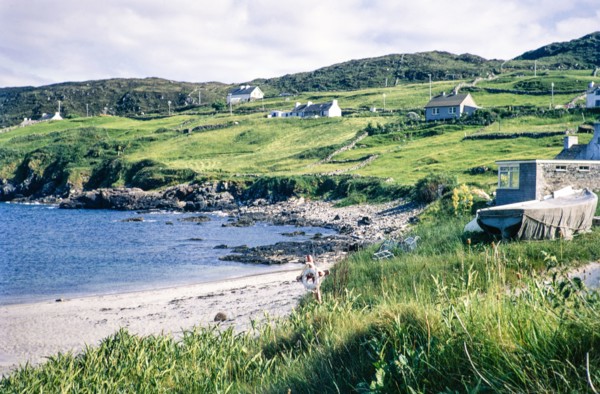 Houses and beach at coastal village of Portnoo.