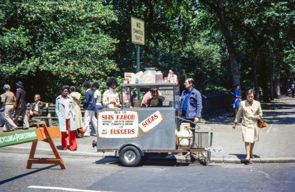 Kebab and Burger stall van street vendor.