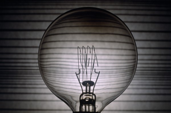 POWER, Light, Electric light bulb showing the wire element