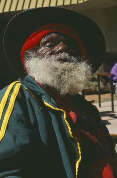 AUSTRALIA, Northern Territory, Alice Springs, "Elderly Aboriginal man from the Pitjantjatjara