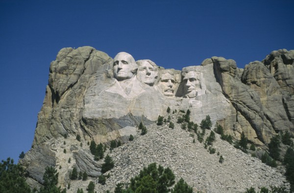 USA, South Dakota , Mount Rushmore, "National Memorial with carved faces of former presidents