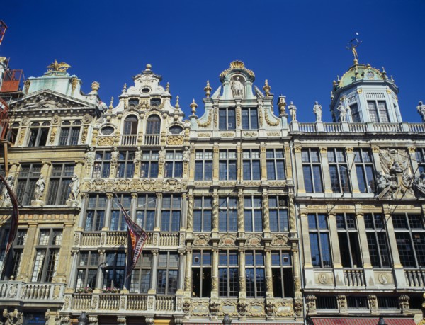 BELGIUM, Brabant, Brussels, "Grand Place, the west side facades."
