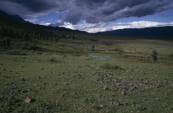 CHINA, Yunnan, Near Lijiang, "Landscape at the foot of Jade Dragon Snow Mountain, also known as