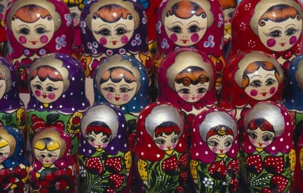RUSSIA, Moscow, Matryoshka dolls at Izmaylovo market