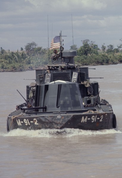 VIETNAM, Vietnam War, 1969, US Navy Monitor gunboat