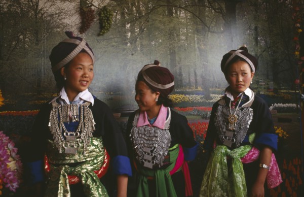 LAOS, Tribal People, Hilltribe women in traditional dress.