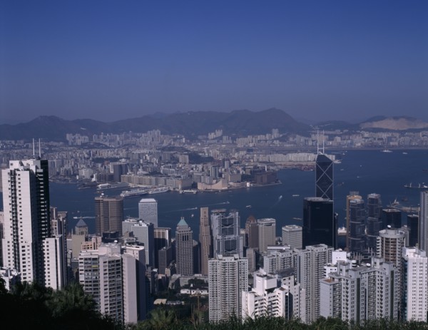 HONG KONG, Cityscapes, View over Hong Kong Harbour and skyline
