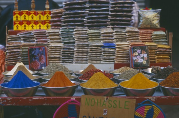 EGYPT, Luxor, Colourful herbs and spices on market stall