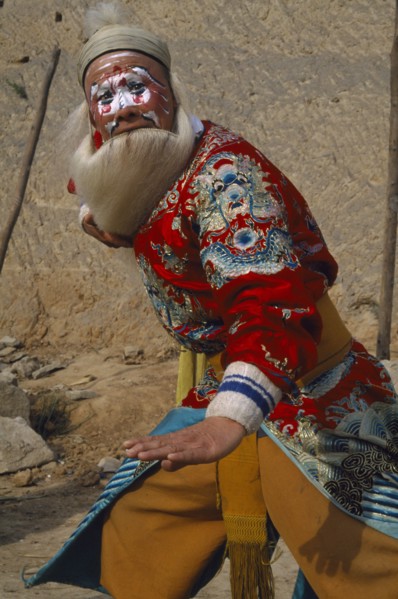 CHINA, Shaanxi , Yan’an, Opera Character in full makeup and costume.