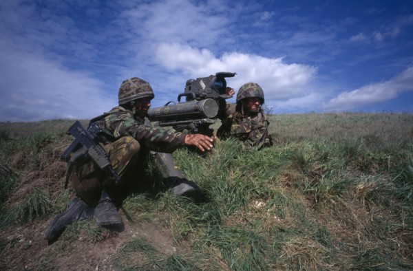 MILITARY, Soldiers, British Army Milan crew on training exercise.