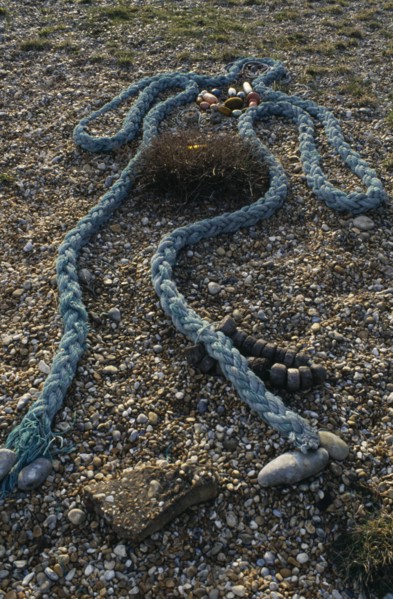 ENGLAND, Kent, Dungeness, Derek Jarmans garden.  Rope sculpture of Venus.