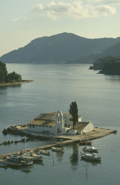 GREECE, Corfu, Vlacherna Convent.
