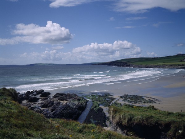 IRELAND, County Cork, Galley Head, View over beach and coastline.