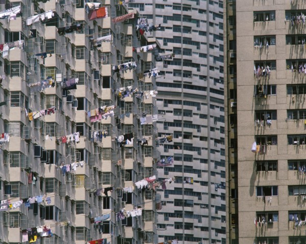 SINGAPORE, General, Suburban tower block apartments with washing hanging from balconies
