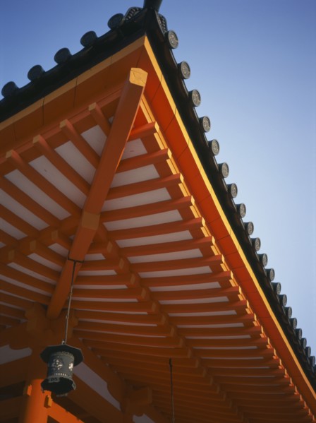 JAPAN, Honshu, Kyoto, Heian-Jingu Shrine roof detail.