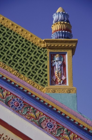 INDIA, Gujarat, Bhuj, Colourful Hindu temple detail