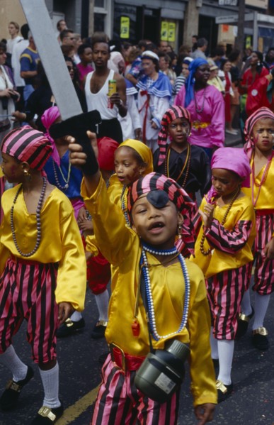 ENGLAND, London, Children in pirate costumes during parade.
