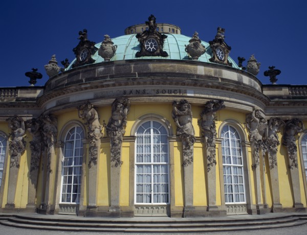 GERMANY, Potsdam, Sanssouci, Sanssouci Palace facade and dome.