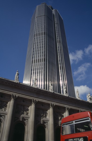 ENGLAND, London, "Tower 42 Previously known as the Nat West Tower, skyscraper towers over
