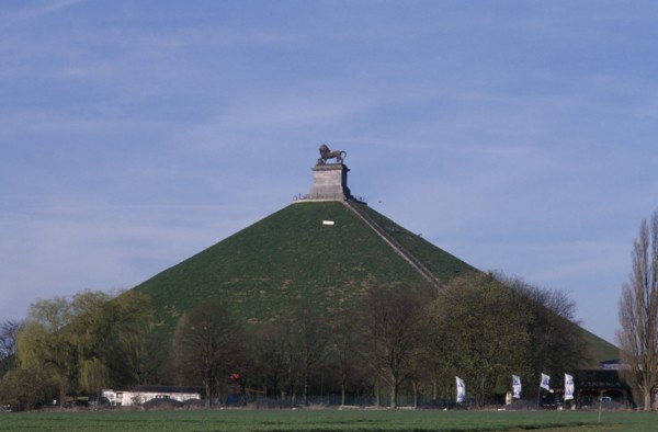 BELGIUM, Brabant, Waterloo, View towards the Wellington Monument or Golden Lion and Waterloo