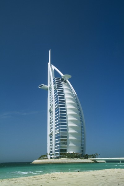 UAE, Dubai, The Burj-al-Arab Hotel on Jumeirah Beach.