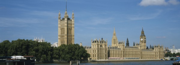 ENGLAND, London, Westminster, The Houses of Parliament and Big Ben with the River Thames in the