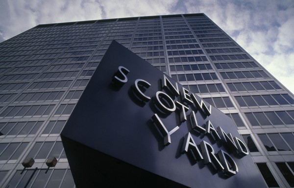 SOCIETY, Law and Order, Police, New Scotland Yard rotating sign with the London Metropolitan Police