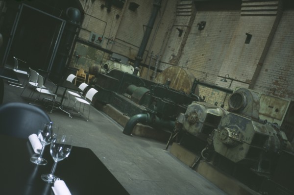 ENGLAND, London, Interior of the cafe inside the Wapping Project . Gallery space in a converted