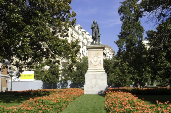 SPAIN, Madrid, Statue standing in a park near the Museo del Prado