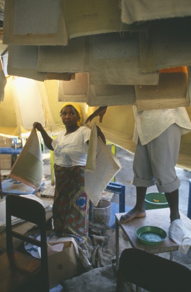 MALAWI, Blantyre, "PAMET paper making project, fair trade goods, where everything from newspapers