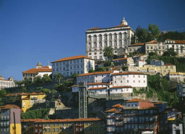 PORTUGAL, Porto, Oporto, View over Ribeira District and Bishops Palace