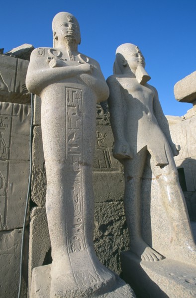 EGYPT, Nile Valley, Karnak, Precinct of Amun.  Statues of Middle Kingdom Pharaohs in Cachette Court