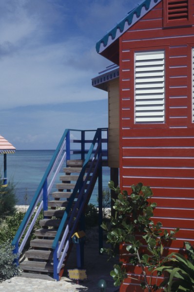 WEST INDIES, Bahamas, Nassau, Compass Point.  Architectural detail showing roof vent and window