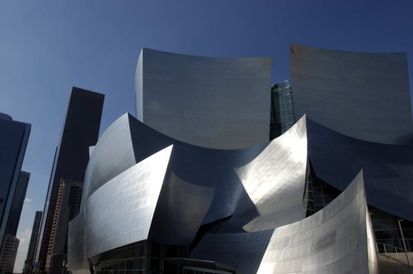 USA, California, Los Angeles, The Walt Disney Concert Hall modern silver exterior designed by Frank