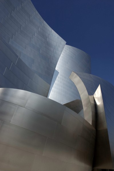 USA, California, Los Angeles, The Walt Disney Concert Hall modern silver exterior designed by Frank