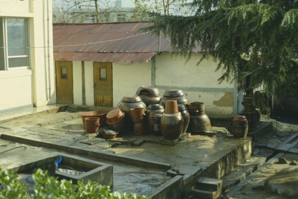SOUTH KOREA, Food, "Earthenware pots containing Kimchi, fermented spiced vegetables that is a
